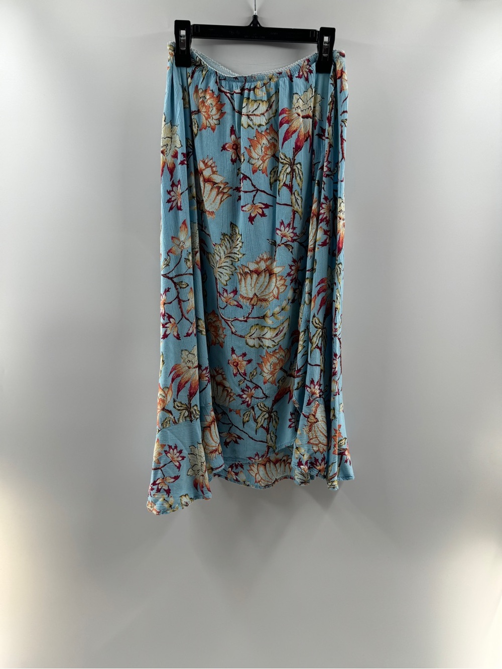 Nostalgia Floral Midi Skirt Women's Small Blue Rayon